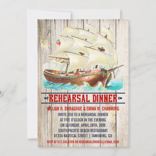 Vintage Nautical Rehearsal Dinner Invitations