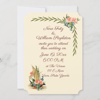 Vintage Nautical Romantic Sailboat with Flowers Invitation