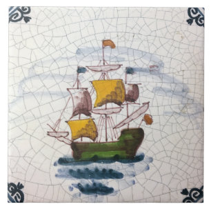 Vintage Nautical Sailing Ship Artwork Ceramic Tile