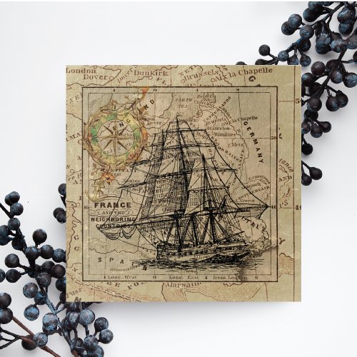 Vintage Nautical Sailing Ship Navigation Map Jigsaw Puzzle