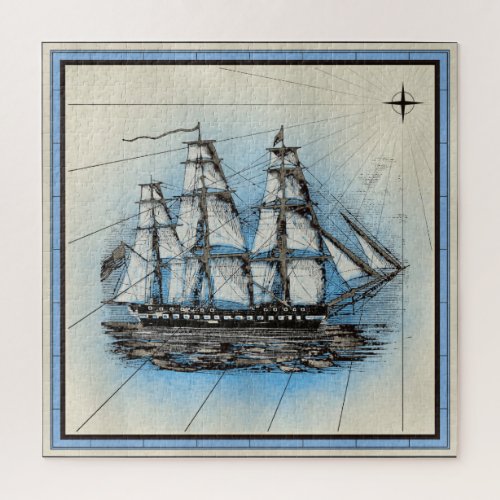 Vintage Nautical Sailing Ship Sail Boat Jigsaw Puzzle