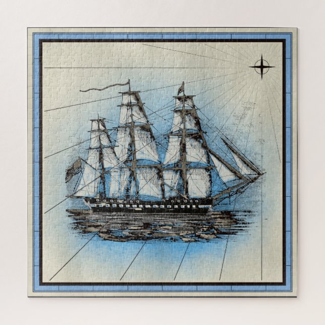Vintage Nautical Sailing Ship Sail Boat Jigsaw Puzzle (Vertical)