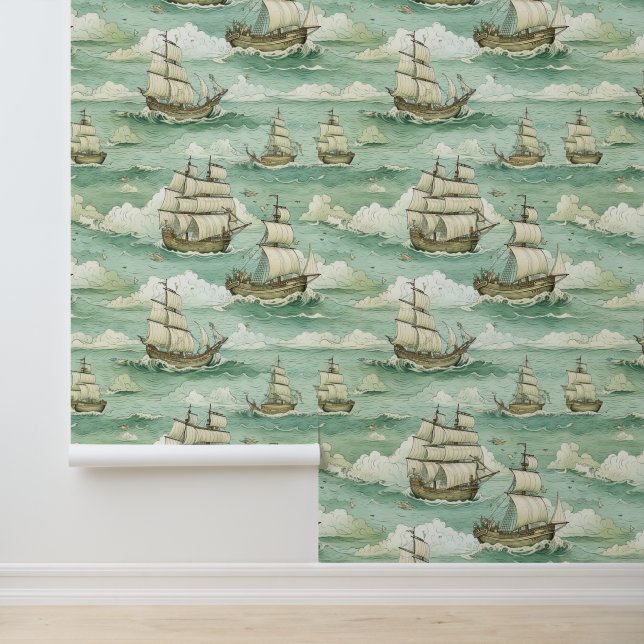 Vintage Nautical Sailing Ships Wallpaper (Application)