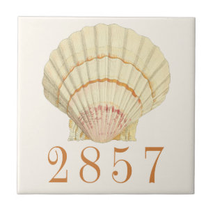Vintage Nautical Scallop Seashell House Address Ceramic Tile
