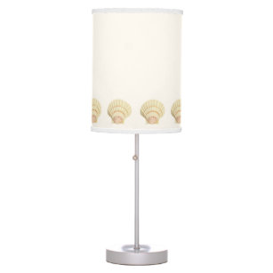 Vintage Nautical Scallop Seashell on Cream Sand Table Lamp