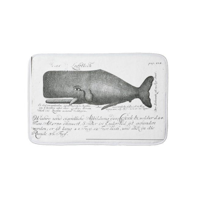 Vintage nautical scrimshaw whale steampunk hipster bath mat (Front)