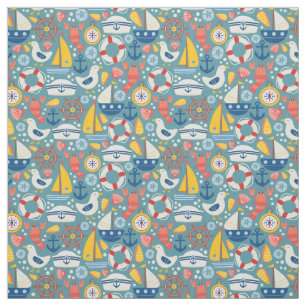 Vintage Nautical Sea Life  Fabric