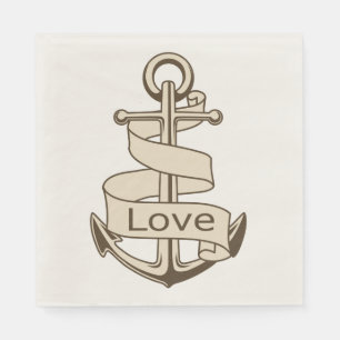 Vintage Nautical Ship Anchor Love Napkins