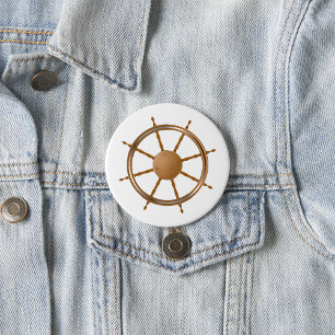 Vintage Nautical Ship Wheel Compass Design Button