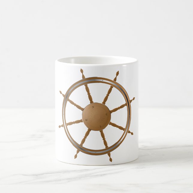 Vintage Nautical Ship Wheel Compass Design Coffee Mug (Creator Uploaded)