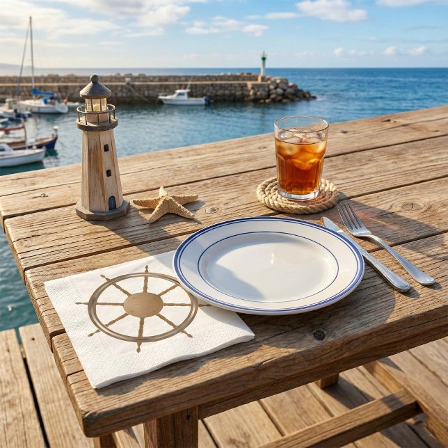 Vintage Nautical Ship Wheel Compass Design Napkins (Creator Uploaded)
