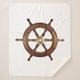 Vintage Nautical Ship Wheel Helm – coastal Sherpa Blanket
