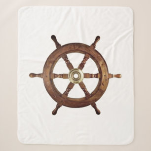 Vintage Nautical Ship Wheel Helm – coastal Sherpa Blanket