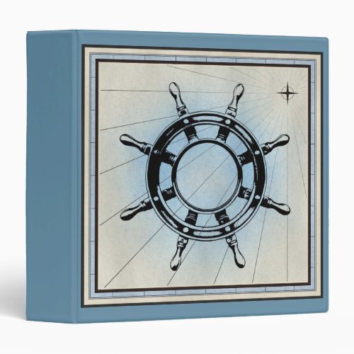 Vintage Nautical Ships Wheel for Navigation 3 Ring Binder
