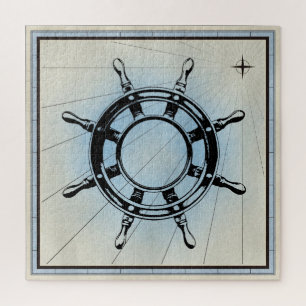 Vintage Nautical Ship's Wheel for Navigation Jigsaw Puzzle