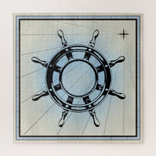 Vintage Nautical Ships Wheel for Navigation Jigsaw Puzzle