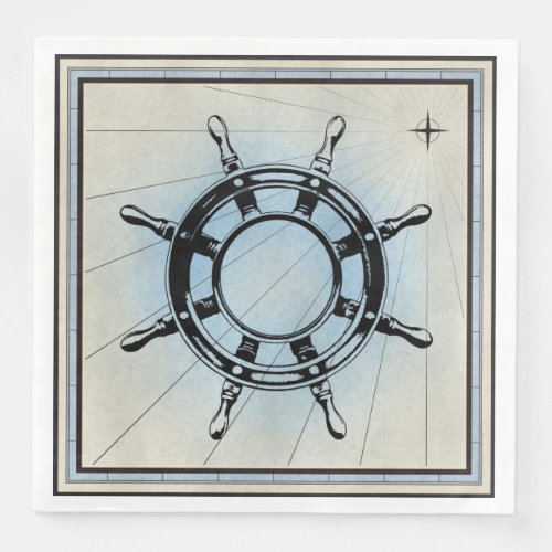 Vintage Nautical Ships Wheel for Navigation Paper Dinner Napkins