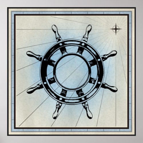 Vintage Nautical Ships Wheel for Navigation Poster