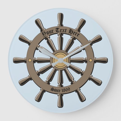 Vintage Nautical Ships Wheel template Large Clock