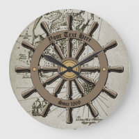Vintage Nautical Ship's Wheel & Treasure Map