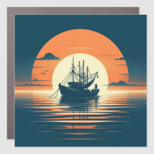 Vintage/Nautical shrimp/fishing  Car Magnet