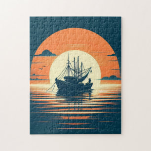 Vintage/Nautical shrimp/fishing Jigsaw Puzzle