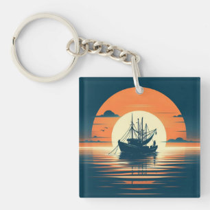 Vintage/Nautical shrimp/fishing Keychain