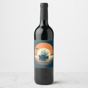 Vintage/Nautical shrimp/fishing Wine Label