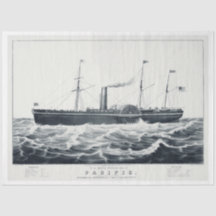 Vintage Nautical Steam Boat Ship Decoupage