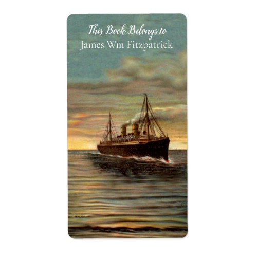 Vintage Nautical Steamship Oceanic Art Bookplate