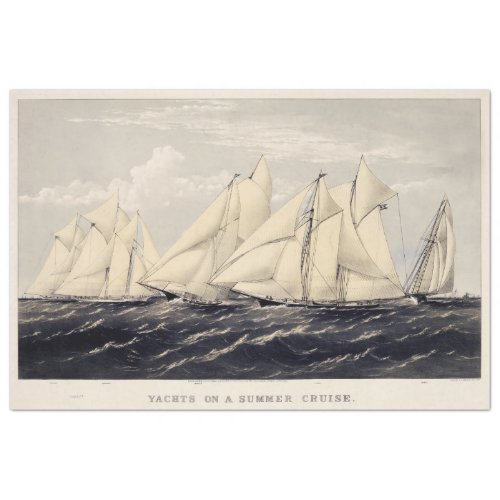 Vintage Nautical Summer Yachts Ephemera Decoupage Tissue Paper