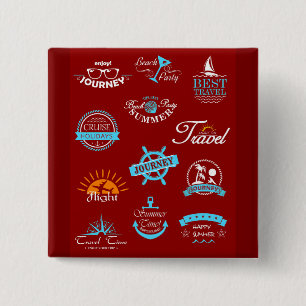 Vintage Nautical Travel Badge Collection Button