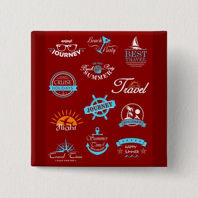 Vintage Nautical Travel Badge Collection Button (Front)
