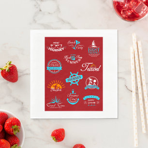 Vintage Nautical Travel Badge Collection Napkins