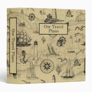 Vintage Nautical Travel Ship Lighthouse Ephemera 3 Ring Binder