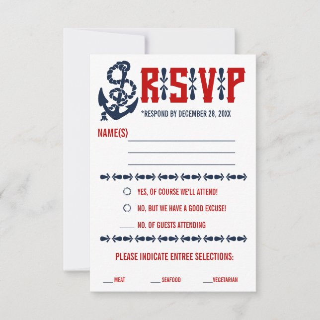 Vintage Nautical Wedding Response Cards (Front)
