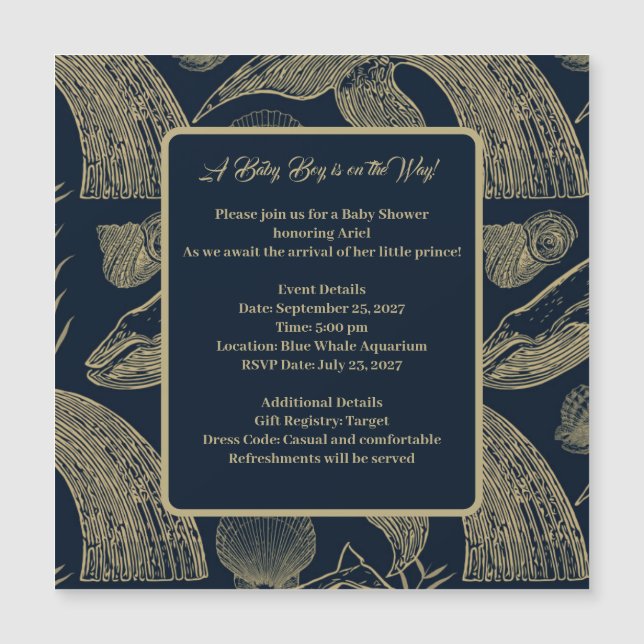 Vintage Nautical Whale Blue Baby Shower Invitation (Front)