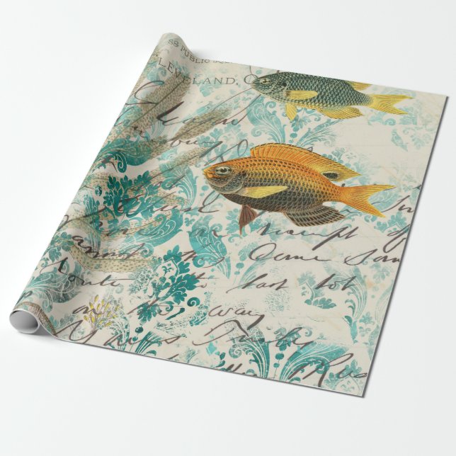 Vintage Nautical Wrapping Paper (Unrolled)