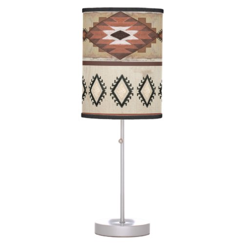 Vintage Navajo Blanket Pattern Rustic Wood Grain Table Lamp