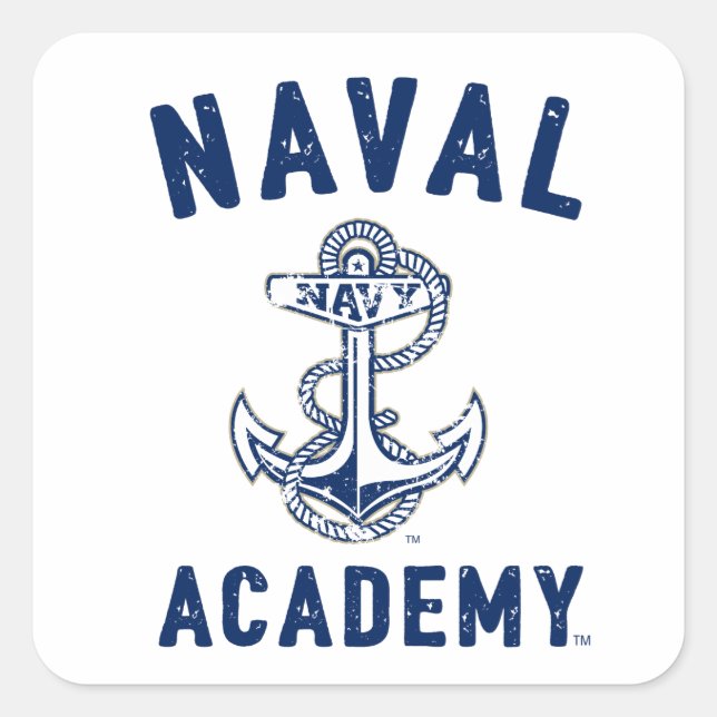 Vintage Naval Academy Anchor Square Sticker (Front)