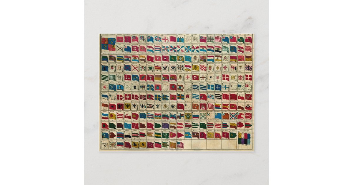 Vintage Naval Flags of The World Illustration Postcard | Zazzle