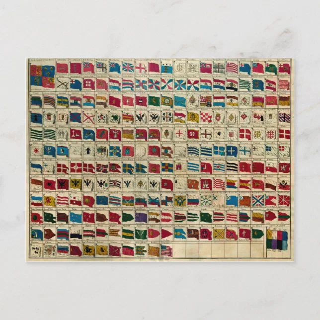 Vintage Naval Flags of The World Illustration Postcard | Zazzle