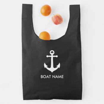 Vintage Navy Anchor With Your Boat Or Name 2 Sided Reusable Bag by AnchorIsle at Zazzle