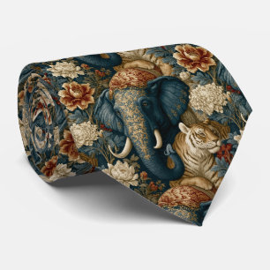 Vintage Navy and Gold Ceremonial Painted Elephant Neck Tie