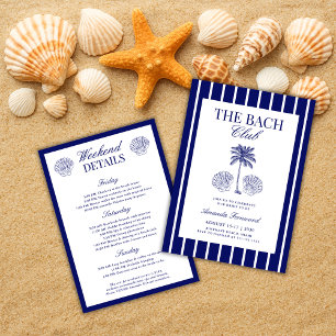 Vintage Navy Beach Bachelorette Club Weekend Invitation