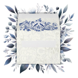 Vintage Navy Birds Wedding Pattern inside Envelope