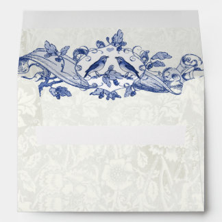 Vintage Navy Birds Wedding Pattern inside Envelope