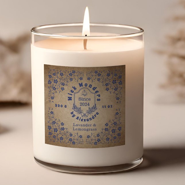 Vintage Navy Blue Apothecary Candle Label (Creator Uploaded)