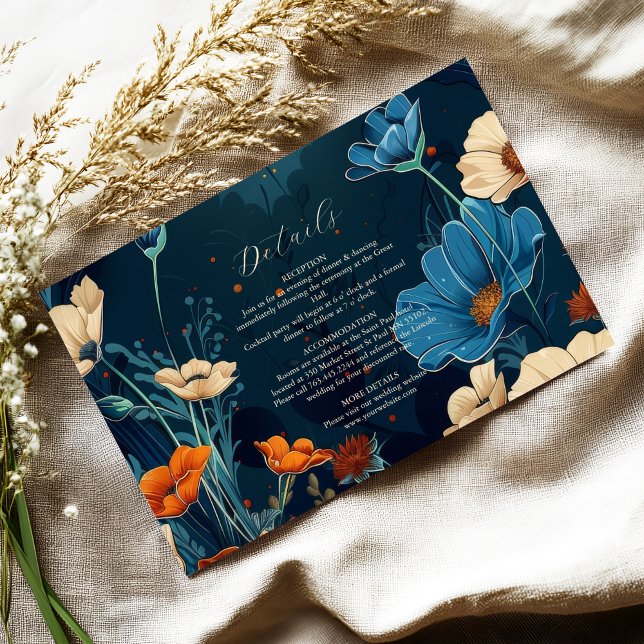 Vintage Navy Blue Art Nouveau Wedding Enclosure Card (Creator Uploaded)