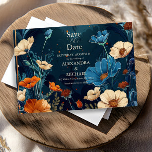Vintage Navy Blue Art Nouveau Wedding Save The Date